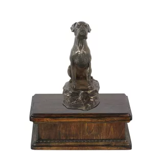 Bokser drewniana niska urna Art-Dog