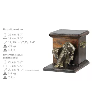 Boxer, Deutscher Boxer II - Eine Urne für die Asche eines Hundes mit einer Statuette, eine elegante Urne für einen Hund, eine außergewöhnliche Urne mit dem Porträt eines Hundes von der Marke Art-Dog.