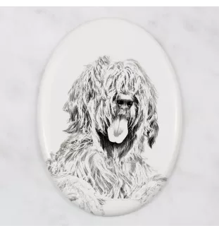 Briard, Berger de Brie - commemorative plaque with a photo of a dog, tombstone with a print, personalized oval plaque from the Art-Dog brand