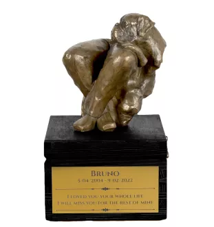 Boxer, Deutscher Boxer II - eine Urne mit Gravur und Hundeskulptur, letzter Abschied, handgefertigtes Produkt der Marke Art-Dog