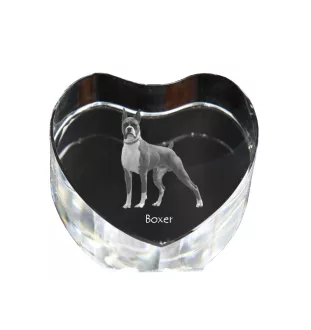 Boxer, German Boxer III - a photo of a dog in crystal, crystal heart, unique photo frame from the Art-Dog brand