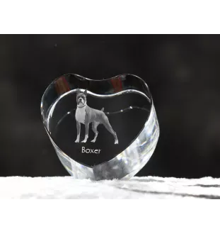 Boxer, German Boxer III - a photo of a dog in crystal, crystal heart, unique photo frame from the Art-Dog brand