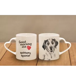 Bretonischer Spaniel, Bretonischer Vorstehhund, Brittany - Tasse mit Hund, entzückende Tasse mit herzförmigem Henkel, universelles Geschenk der Marke Art-Dog