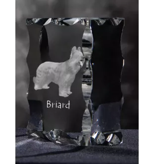 Berger de Brie, Briard - cristal avec photo de chien, statuette en verre avec photo, cadre exceptionnel avec photo de la marque Art-Dog