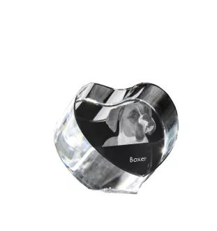 Boxer, German Boxer I - a photo of a dog in crystal, crystal heart, unique photo frame from the Art-Dog brand