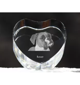 Boxer, Deutscher Boxer I - Hundebild im Kristall, Kristallherz, einzigartiger Bilderrahmen der Marke Art-Dog
