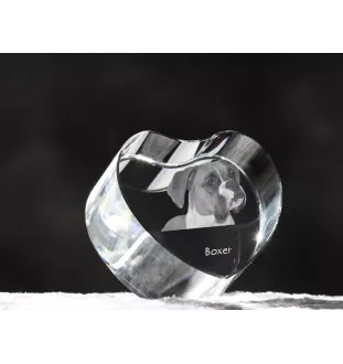 Boxer, German Boxer I - a photo of a dog in crystal, crystal heart, unique photo frame from the Art-Dog brand