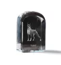 Boxer, German Boxer III - crystal cube with a photo, photo of a dog in crystal, cubic paperweight from Art-Dog brand