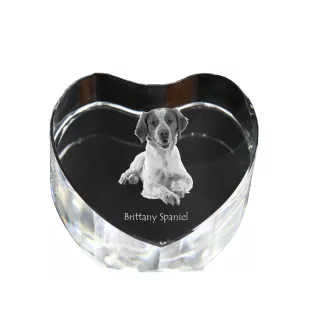 Brittany Spaniel, Brittany Wiegref - a photo of a dog in crystal, crystal heart, unique photo frame from the Art-Dog brand