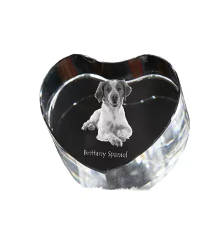 Epagneul Breton - une photo de chien dans un cristal, un cœur en cristal, un cadre photo exceptionnel de la marque Art-Dog