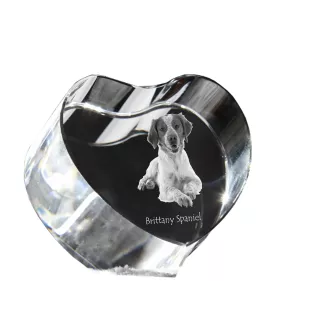 Brittany Spaniel, Brittany Wiegref - a photo of a dog in crystal, crystal heart, unique photo frame from the Art-Dog brand