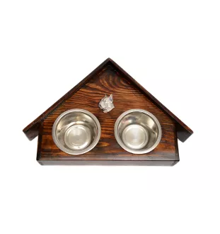 Boxer, German Boxer II - wooden stand with bowls for a dog, decorative dog bowls, a gift for adopting a dog from the Art-Dog brand
