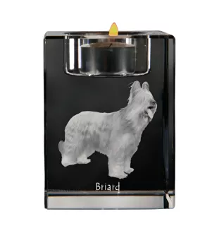 Berger de Brie, Briard - Bougeoir avec photo de chien, porte bougie en cristal, cadeau personnalisé par la marque Art-Dog