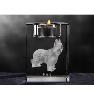Briard, Berger de Brie - Candle holder with dog photo, crystal tealight holder, personalised gift by Art-Dog brand