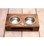 Boxer, German Boxer I - wooden stand with bowls for a dog, steel dog bowls, a gift for adopting a dog from the Art-Dog brand