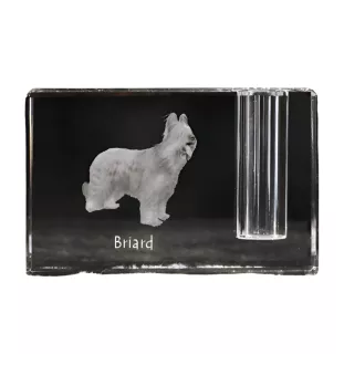Briard, Berger de Brie - Pen stand, crystal organiser with dog photo, unique desk decoration by Art-Dog brand