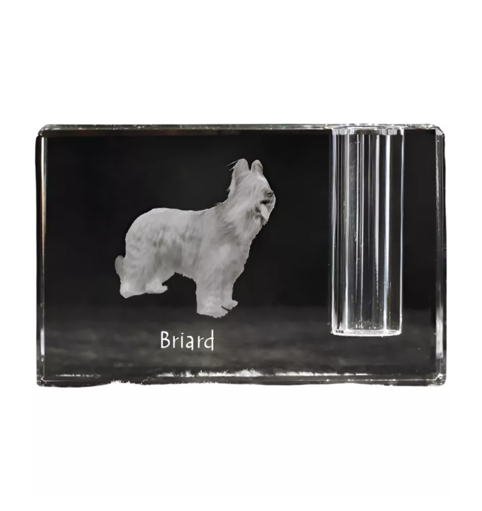 Berger de Brie, Briard - Porte-stylos, organiseur en cristal avec photo de chien, décoration de bureau unique par la marque Art-Dog