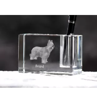 Briard, Berger de Brie - Pen stand, crystal organiser with dog photo, unique desk decoration by Art-Dog brand
