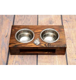 Boxer, German Boxer II - wooden stand with bowls for a dog, steel dog bowls, a gift for adopting a dog from the Art-Dog brand