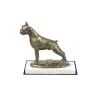Boxer, Deutscher Boxer I - Hundestatue, Figur auf weißem Sockel, Trophäe für die Art-Dog-Hundeaustellung.