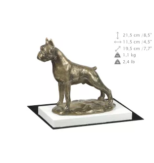 Boxer, German Boxer I - dog figurine, figure on a white base, trophy for Art-Dog dog show exhibition
