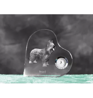 Briard, Berger de Brie - Kristalluhr mit einem Hundebild, Herzregal-Uhr, personalisierte Standuhr der Marke Art-Dog