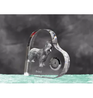 Briard, Berger de Brie - Kristalluhr mit einem Hundebild, Herzregal-Uhr, personalisierte Standuhr der Marke Art-Dog