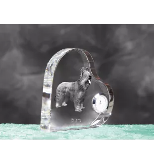 Briard, Berger de Brie - Kristalluhr mit einem Hundebild, Herzregal-Uhr, personalisierte Standuhr der Marke Art-Dog