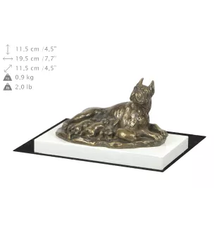 Boxer II - statuette de chien, figurine sur un socle blanc, trophée pour exposition de chiens de la marque Art-Dog
