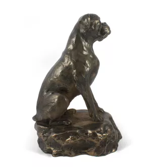 Boxer IV - statuette de chien, figurine sur un socle blanc, trophée pour exposition de chiens de la marque Art-Dog