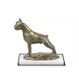 Boxer, Deutscher Boxer I - Hundestatue, Figur auf weißem Marmor, Trophäe für die Art-Dog-Hundeaustellung