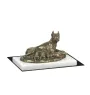 Boxer, German Boxer II - dog figurine, statue on white marble, trophy for Art-Dog dog show exhibition