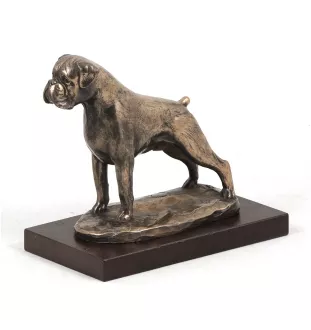 Boxer, Deutscher Boxer III - Hundestatue, Figur auf weißem Marmor, Trophäe für die Art-Dog-Hundeaustellung