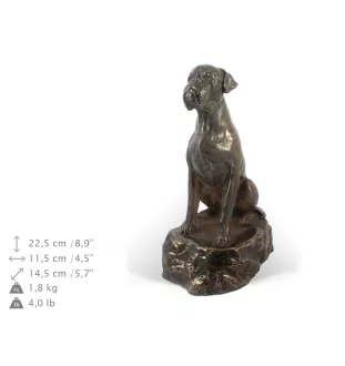 Boxer, Deutscher Boxer IV - Hundestatue, Figur auf weißem Marmor, Trophäe für die Art-Dog-Hundeaustellung