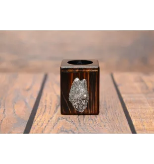Briard, Berger de Brie I - wooden candle holder with a dog, a unique souvenir after losing a dog, a handicraft from the Art-Dog brand