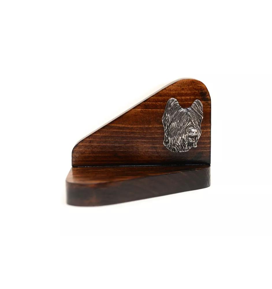 Berger de Brie, Briard - bougeoir en bois avec un chien, support pour bougie chauffe-plat, lieu de mémoire pour chien de la marque Art-Dog