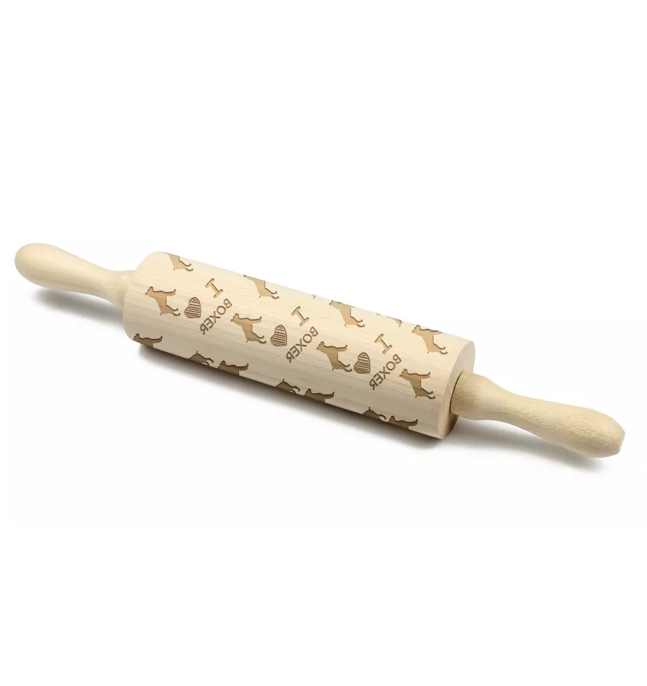 Boxer, German Boxer I - rolling pin for dough with a dog, patterned rolling pin for ceramics, a gift for a cook from the Art-Dog brand