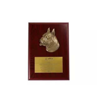 Boxer, Deutscher Boxer - Flachrelief eines Hundes, kleiner Dekor, realistische Plakette mit Hund von der Marke Art-Dog