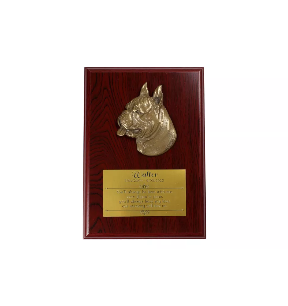 Boxer, Deutscher Boxer - Flachrelief eines Hundes, kleiner Dekor, realistische Plakette mit Hund von der Marke Art-Dog