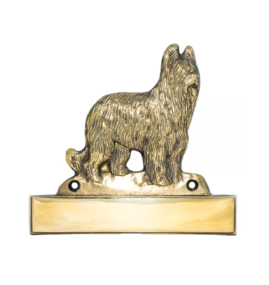 Berger de Brie, Briard - plaque d'adresse avec chien, plaque de nom en laiton, plaque de porte personnalisée avec le nom de la marque Art-Dog