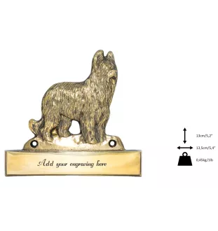 Briard, Berger de Brie - Haustürschild mit Hund, Messingschild mit Namen, personalisiertes Türschild mit Markennamen Art-Dog