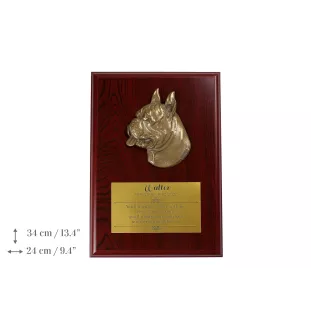 Bokser plakietki z zimnego brązu na drewnie Art-Dog