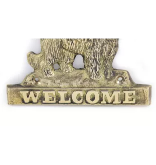 Briard, Berger de Brie - a door sign with a dog, a brass welcome plaque, a unique sign with the inscription Welcome from the Art-Dog brand