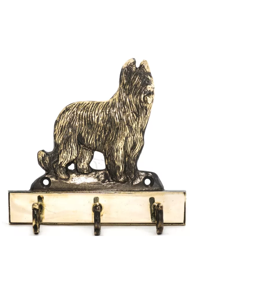 Briard, Berger de Brie - key holder with a dog, brass handle for dog accessories, an elegant decoration for the hallway from the Art-Dog brand.