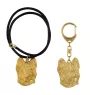Berger de Brie, Briard - porte-clés et collier avec chien dans une boîte, produit plaqué or de haute qualité, marque Art-Dog