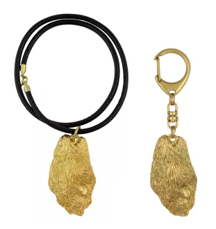 Briard, Berger de Brie I - keychain and necklace with a dog in a box, high-quality gold-plated product, Art-Dog brand