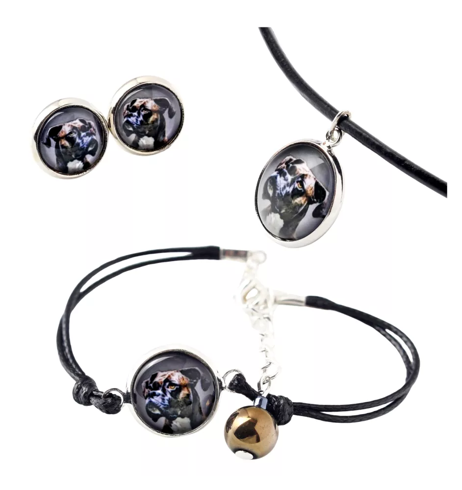 Boxer I - ensemble de bijoux dans une boîte, collier, boucles d'oreilles, bracelet, produits de la marque Art-Dog