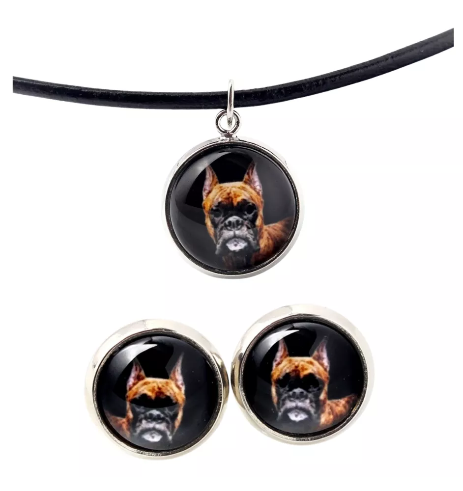 Boxer III - boîte à bijoux avec votre photo, ensemble collier et boucles d'oreilles, produits personnalisés de la marque Art-Dog