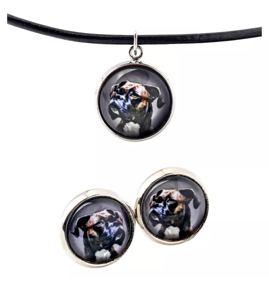 Boxer, Deutscher Boxer I - Schmuck mit Ihrem Foto-Box, Halskette und Ohrringe-Set, personalisierte Produkte der Marke Art-Dog.