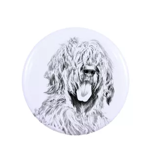 Berger de Brie, Briard - aimant avec un œil de chien, exceptionnellement léger, aimant puissant, produit fabriqué à la main par la marque Art-Dog